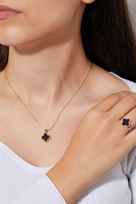 Heliophilia Silver Conjunto de Collar y Anillo Dorado CSET9927